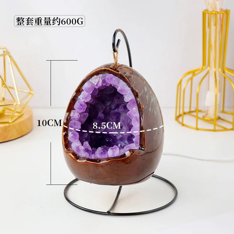 Crystara Crystal Egg Lamp Crystal Egg Lamp Natural Cluster USB LED Night Light Decor
