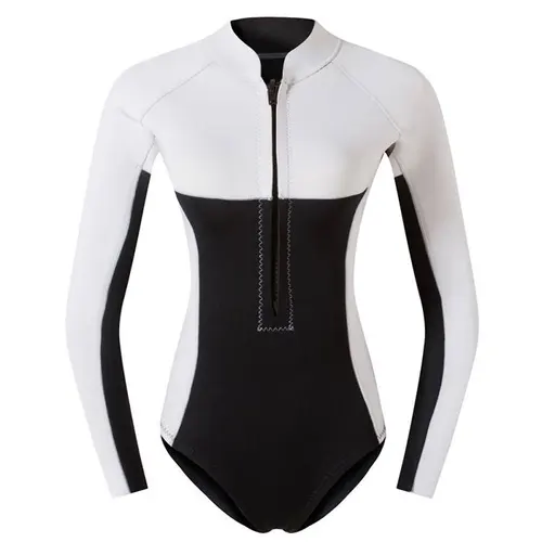 Traje de neopreno estilo Bikini de 2mm, traje de buceo de manga larga para mujer, surf, snorkel, ropa de playa, traje de baño de una pieza a prueba de sol