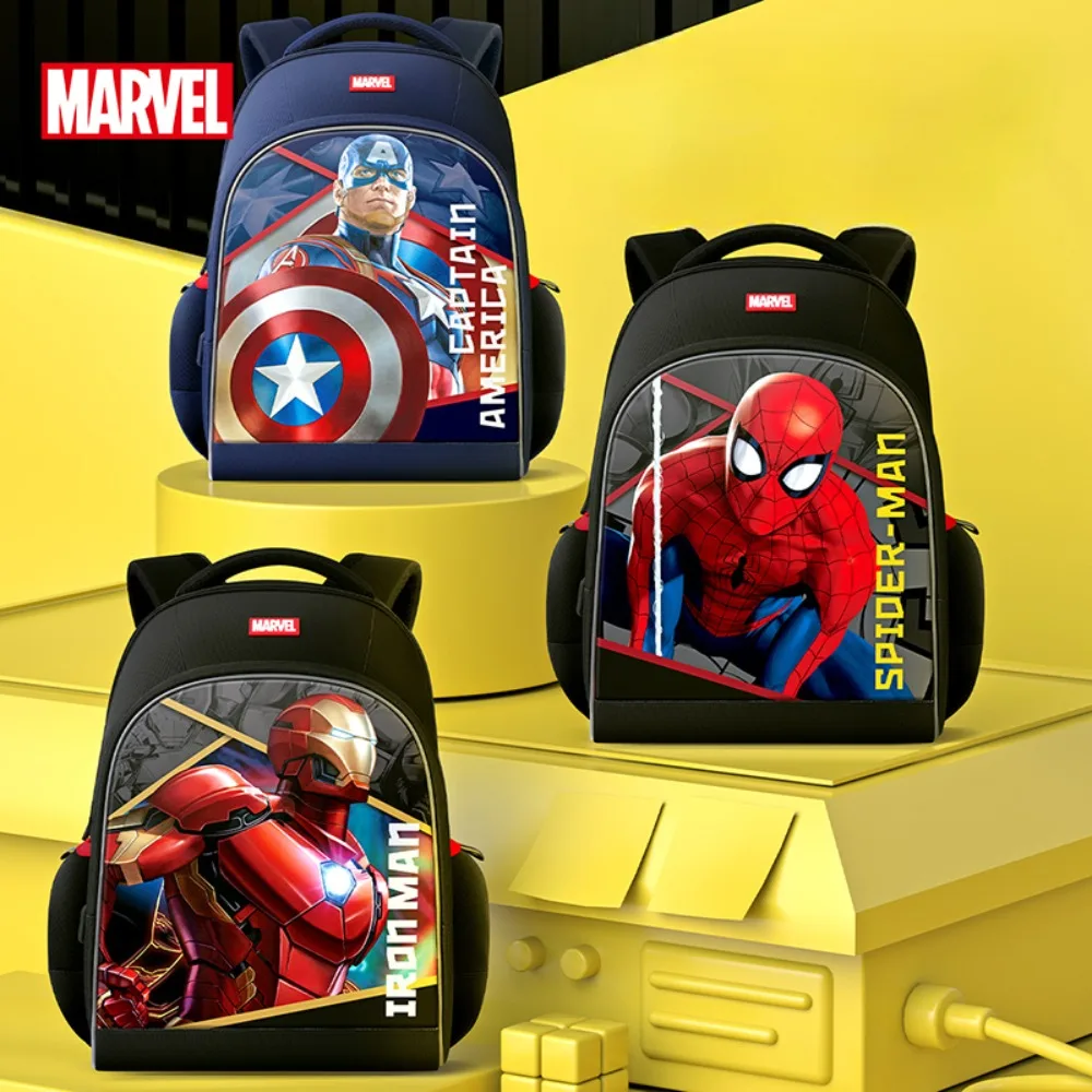 Disney Children's Large Capacity Backpack For Primary School Student 1-3 Years Boy's Favorite Cartoon Spider Man Captain America