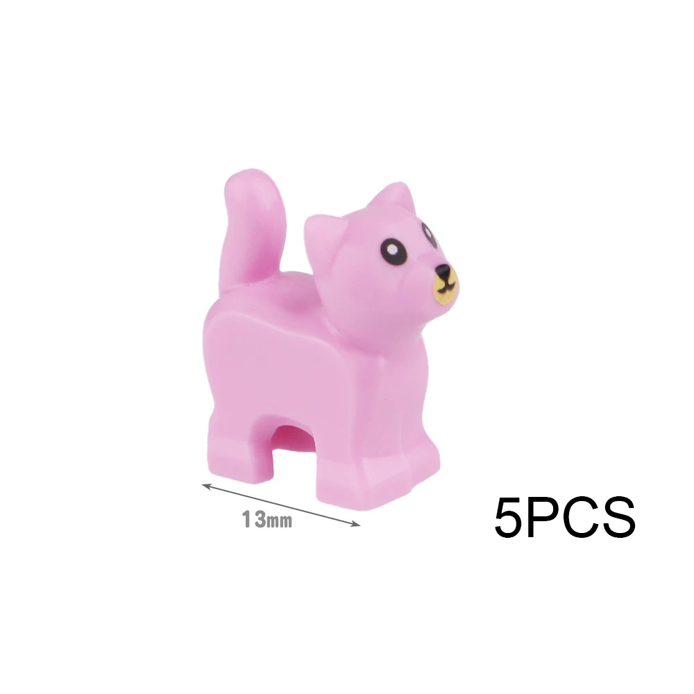 5PCS City MOC Animal Building Blocks Duck Cat Figures Bird Dog Accessories Small Particles Bricks Set Kid Toys Halloween Gifts