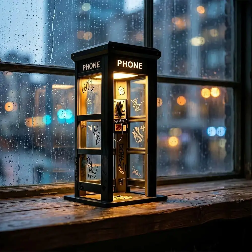 Vintage London Telephone Booth Table Lamp Retro Phone Booth Night Light Decorative Desk Light For Home Desktop Ornament Gift view 3