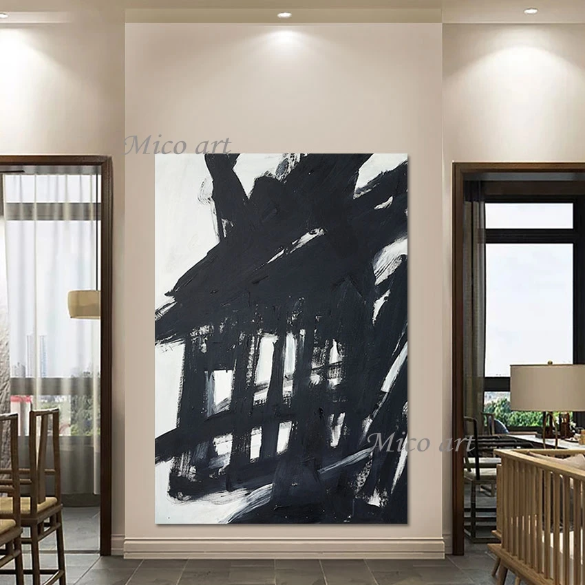 

Picture Canvas Decor Modern Textured Wall Art Latest Arrival Artwork Frameless White And Black Acrylic Abstract Oil Painting