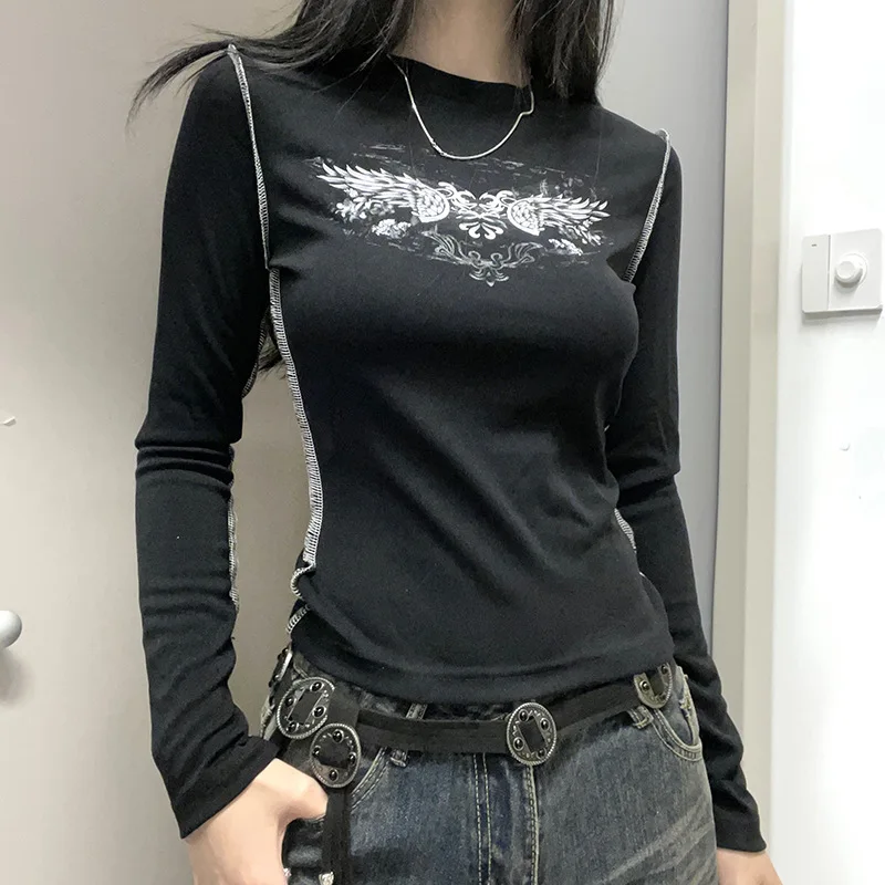 Small Crowd Style Patchwork Personalized Pattern T-shirt Top Y2K Spicy Girl Fashion Street Trendsetter Women's Clothing