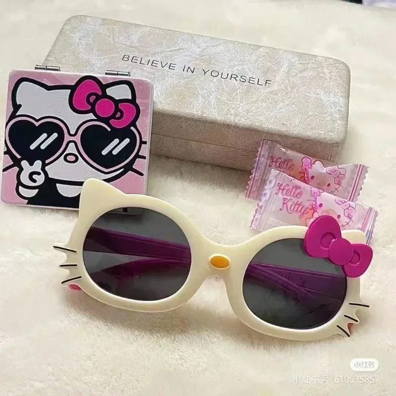 Sanrio Hello Kitty Sonnenbrille Cartoon Anime Niedliche KT Katze Kinder Fotografie Requisiten Trendige Sonnenbrille Ornamente Urlaubsgeschenke