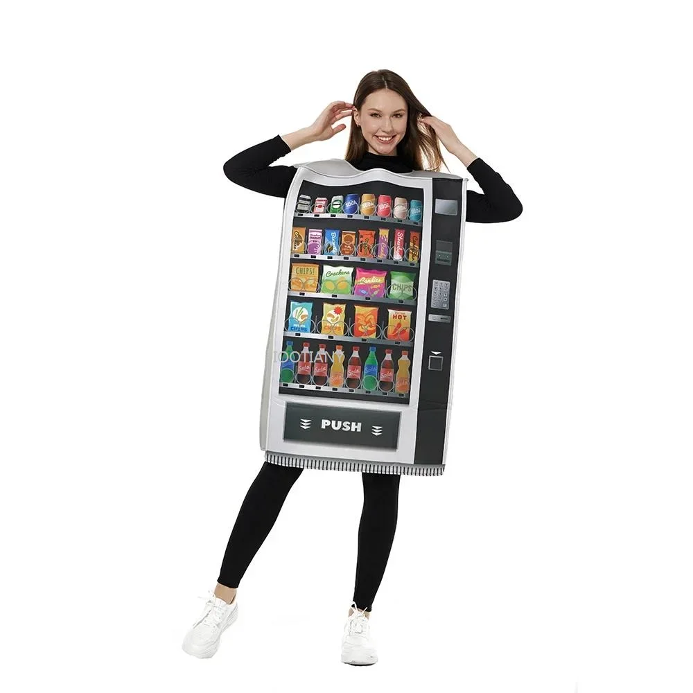 

Cosplay 2025 Adult Funny Vending Machine Costume Carnival Unisex Sponge Jumpsuit Carnival Party Purim Party Role Play Dress Up