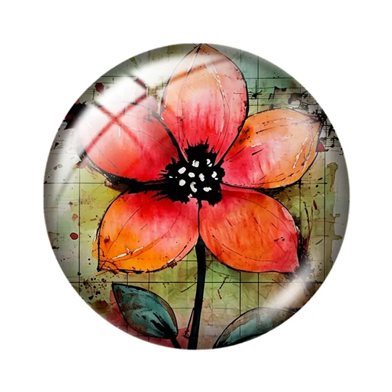 Vintage Flowers  12/18/20/25mm glass cabochon  bracelet pendant rings for jewelry demo earrings back Making findings image 3