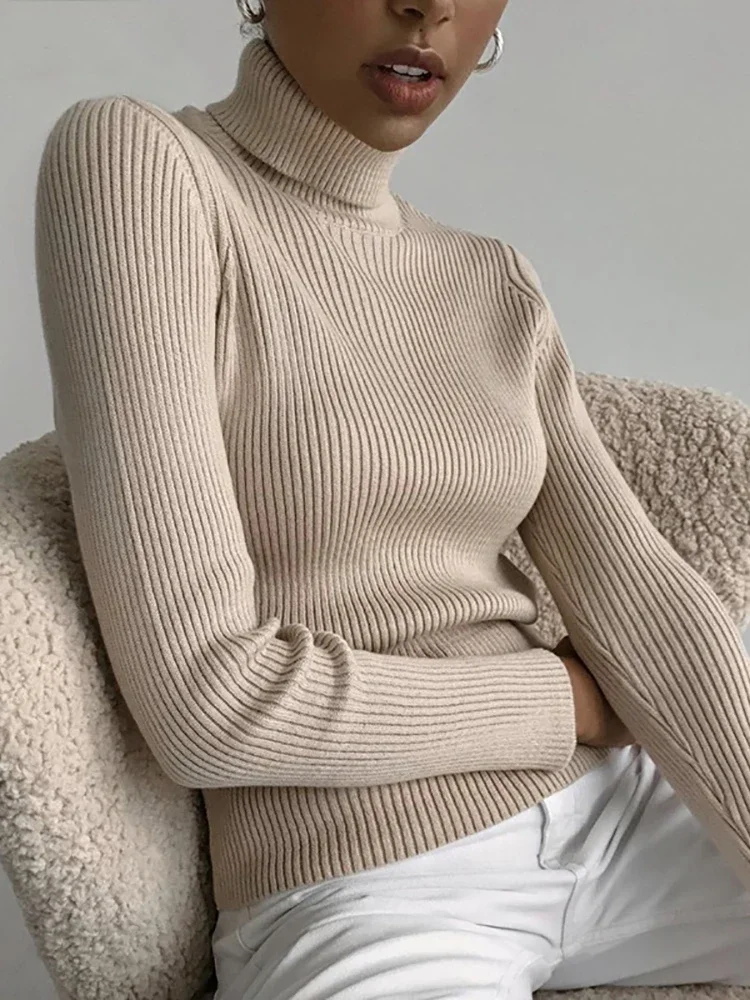 Heliar Sweater rajut leher Turtleneck, Sweater rajut, pullover kasmir, Sweater lembut dasar untuk wanita, Sweater musim gugur, 2024