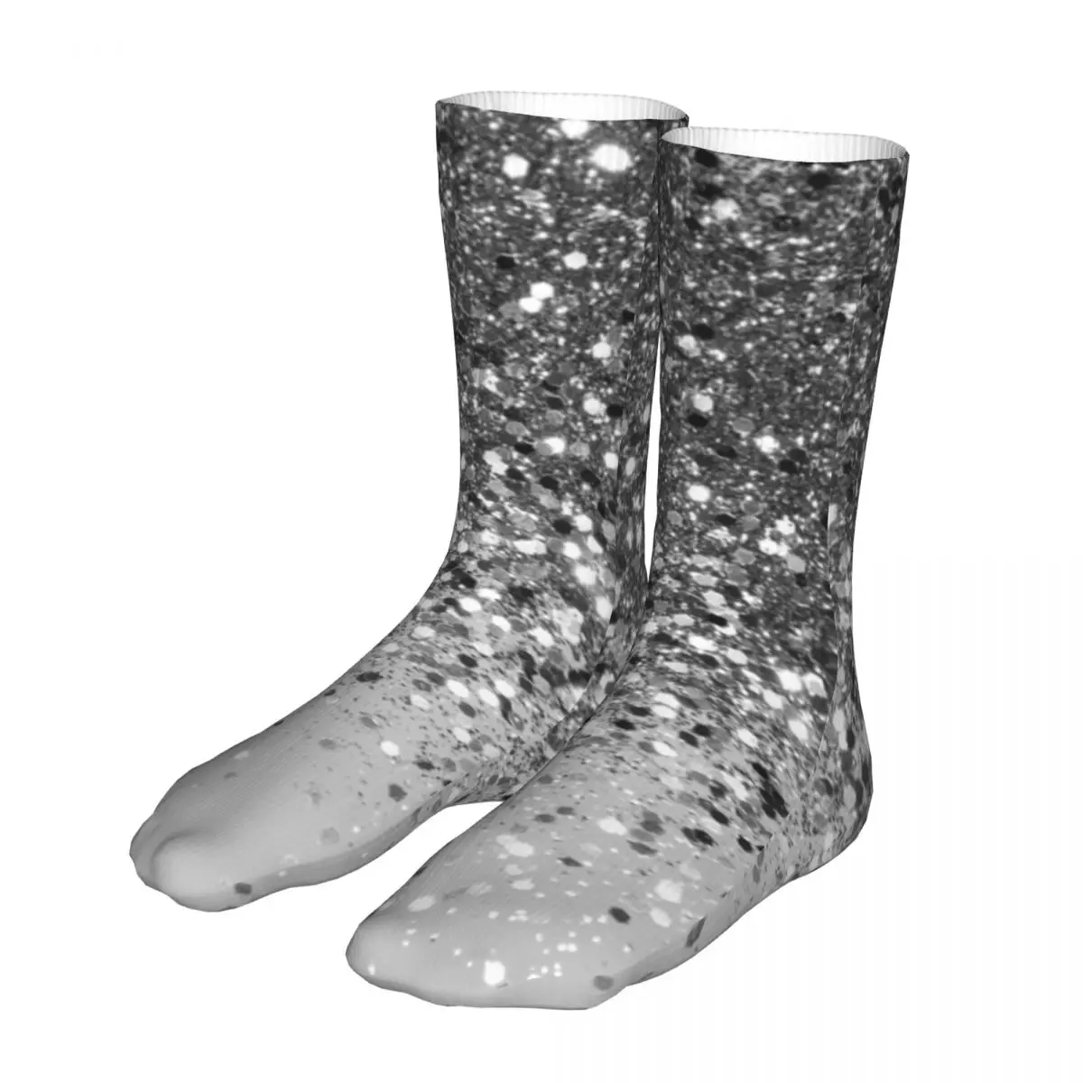 

New Silver Gray Glitter Woman Socks 2022 Men Nodic Fashion Sport Sock