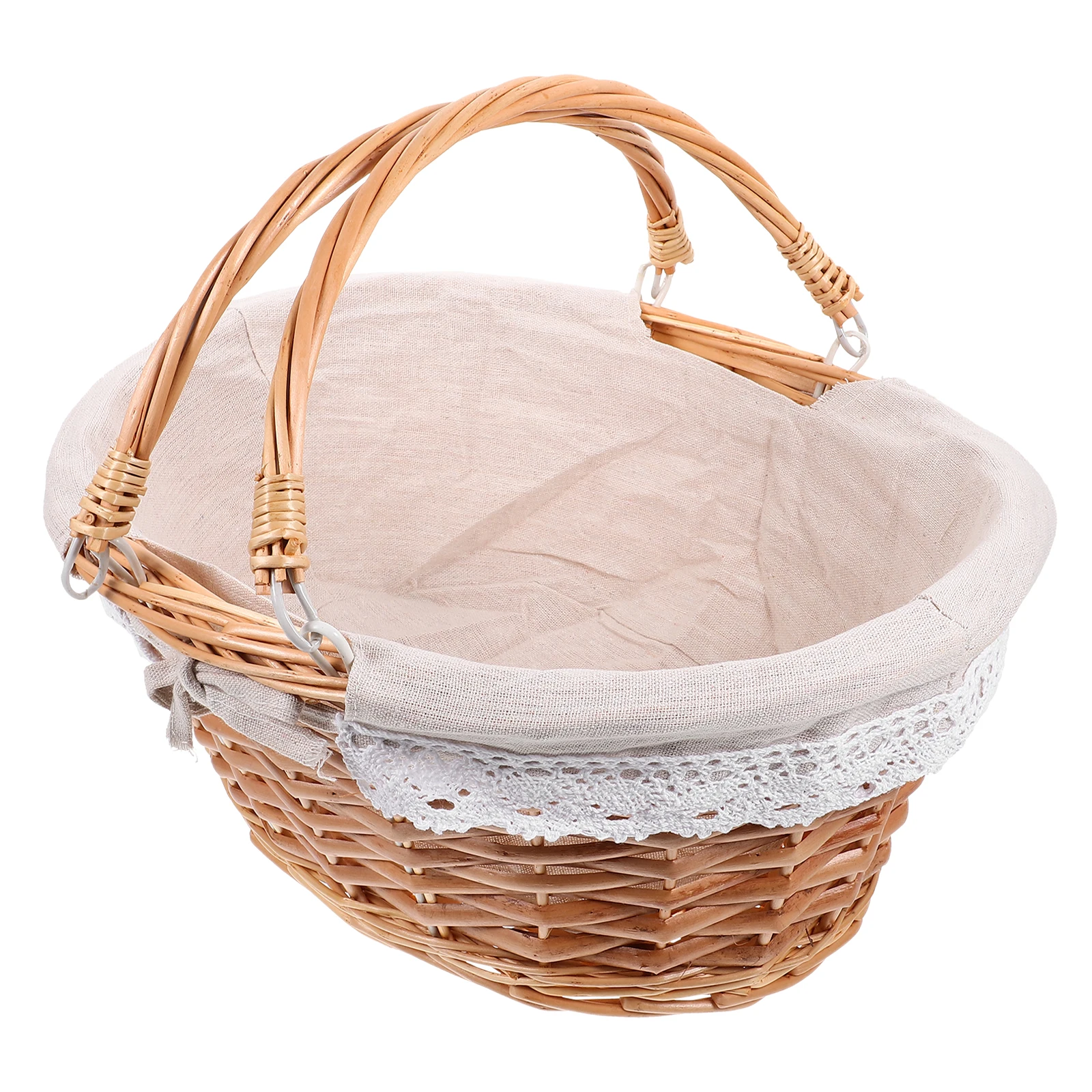 

Rattan Picnic Basket 38x28x17cm H woven Woven Baskets Vintage Storage Kitchen Essential Outdoor Activities Food Fruit Basket