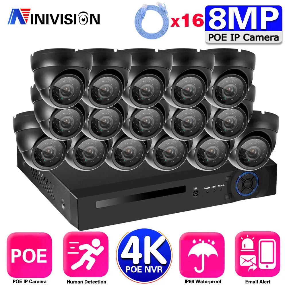 

16CH Face Detection NVR CCTV 8MP IP Camera Kit Outdoor Weatherproof Home Security System Video Surveillance Kit POE Set 8CH