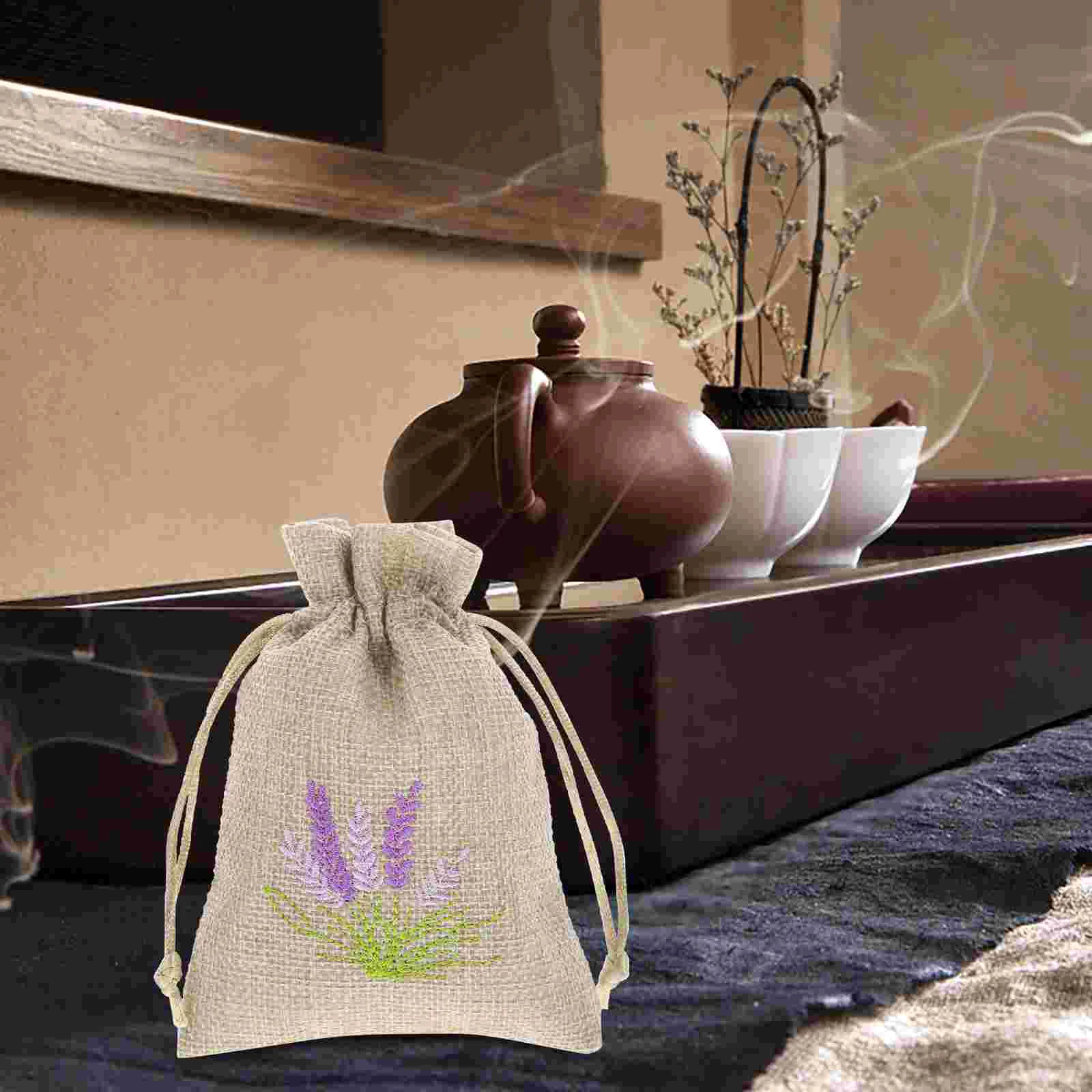 10 Pcs Dried Flowers Lavender Bag Packaging Bags Linen Sachet Pendants For Decor