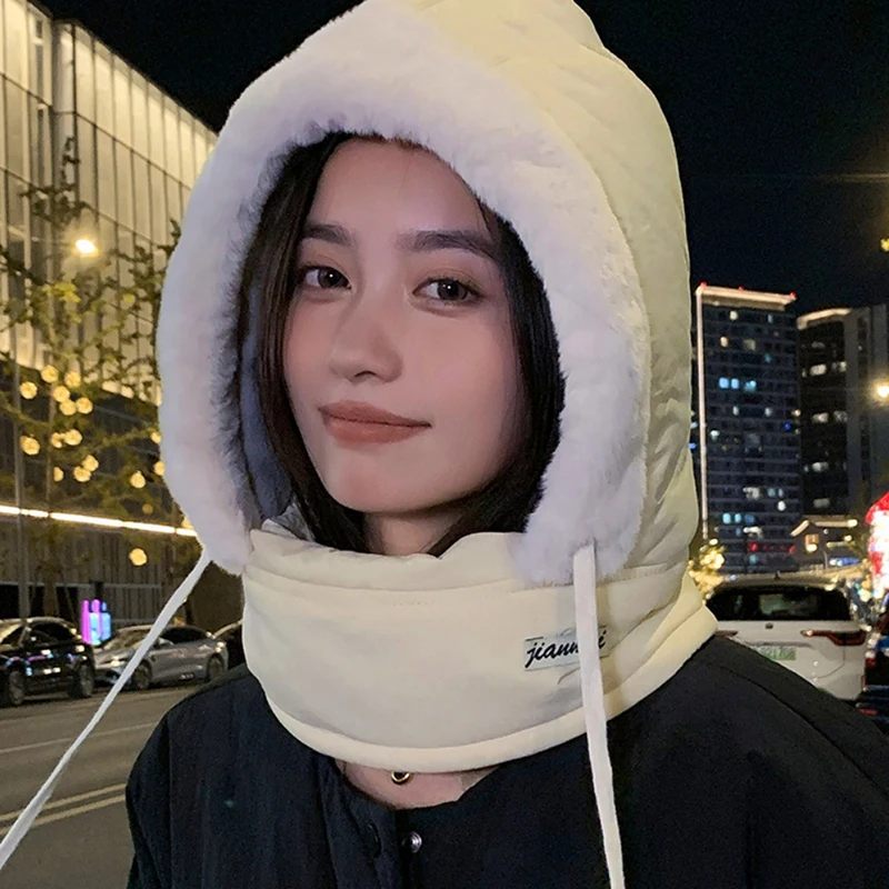 

Cold Weather Thermal Balaclava Scarf Winter Windproof Hood Hat Plush Neck Warmer Ski Face Mask For Outdoor Activities