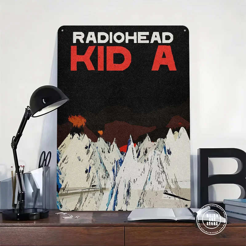 Radiohead Kid A Album Cover Personalized 3D Textured Metal Poster Wall Art Vintage Tin Signs for Decoration Garage Decor Luxury