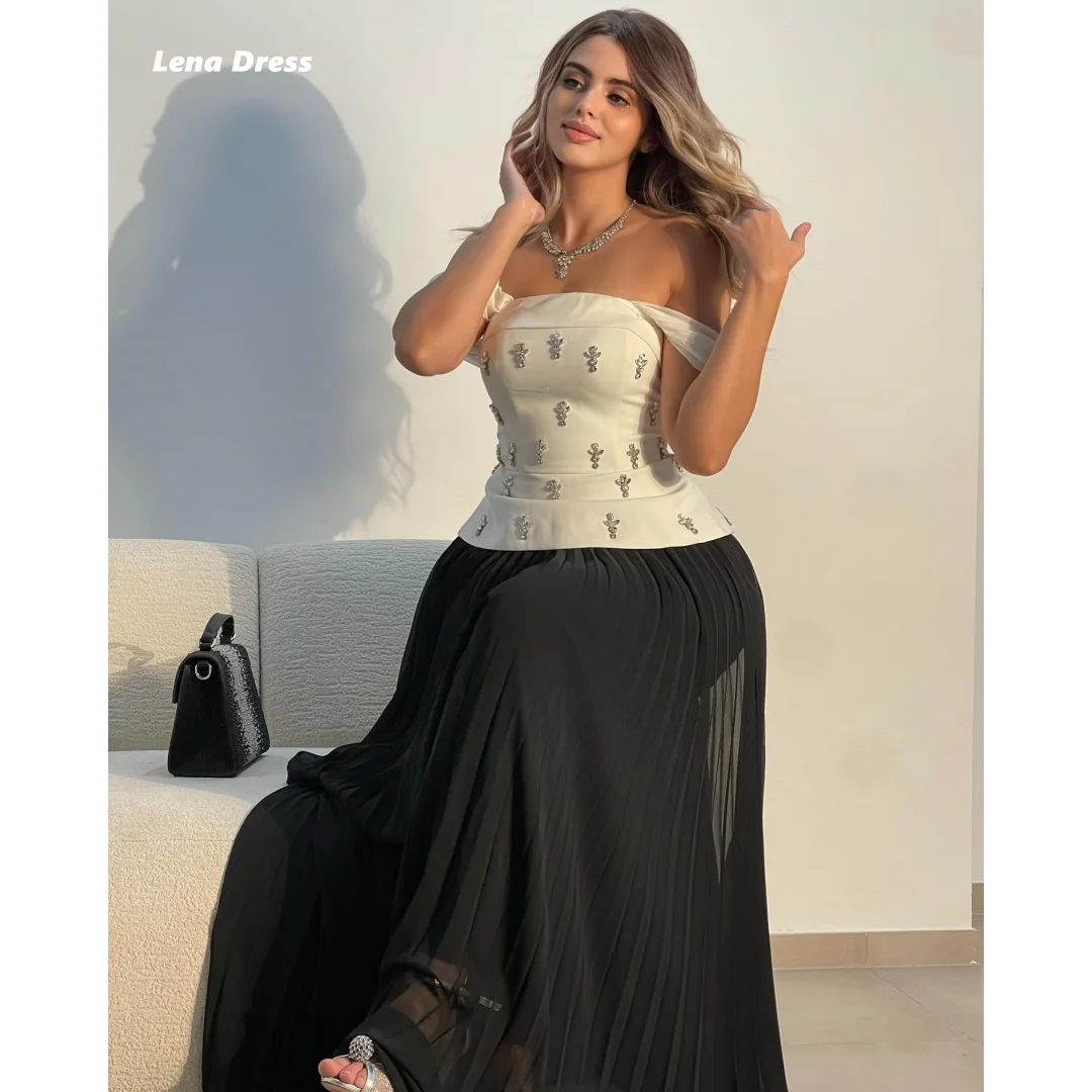 

Lena Скромное платье для выпускного вечера с открытыми плечами 2025 Вечерние платья Женские элегантные роскошные платья 2025 для особых случаев Длинные стразы