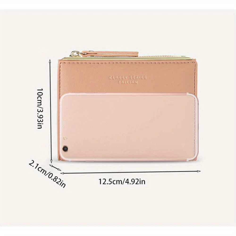 PU Leather Women's Wallet, Minimalist Multi-Slot Design With Zipper Closure, Compact Document Holder, Elegant And Durable