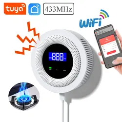 Tuya-ガス漏れ検知器,wifi,ワイヤレス,キッチン,スマートホームセキュリティ,アラーム,433MHz