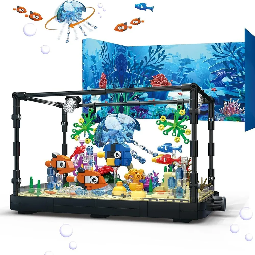 Kit di decorazioni per acquari con pesci ornamentali, modellini creativi di animali marini, idee regalo per compleanni (788 pezzi).