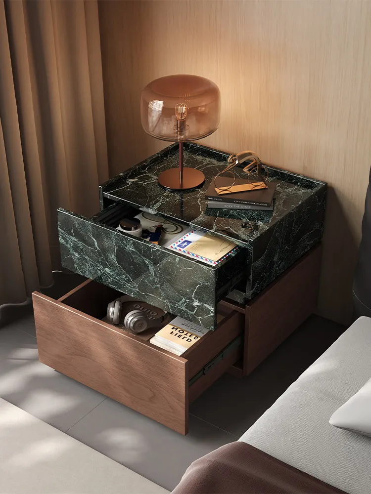 ZML italienischer minimalistischer, moderner, leichter Luxus-Nachttisch aus Massivholz für Schlafzimmer, Zuhause, kleine Wohnung, Aufbewahrungsschrank, Nachttisch