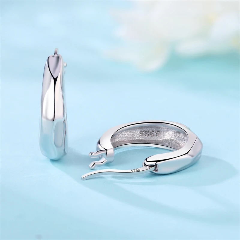 925 Sterling Silver Large Double Hoop Earrings With Simple Texture Earrings For Lady Women Birthday Party Gifts Fine Jewelry