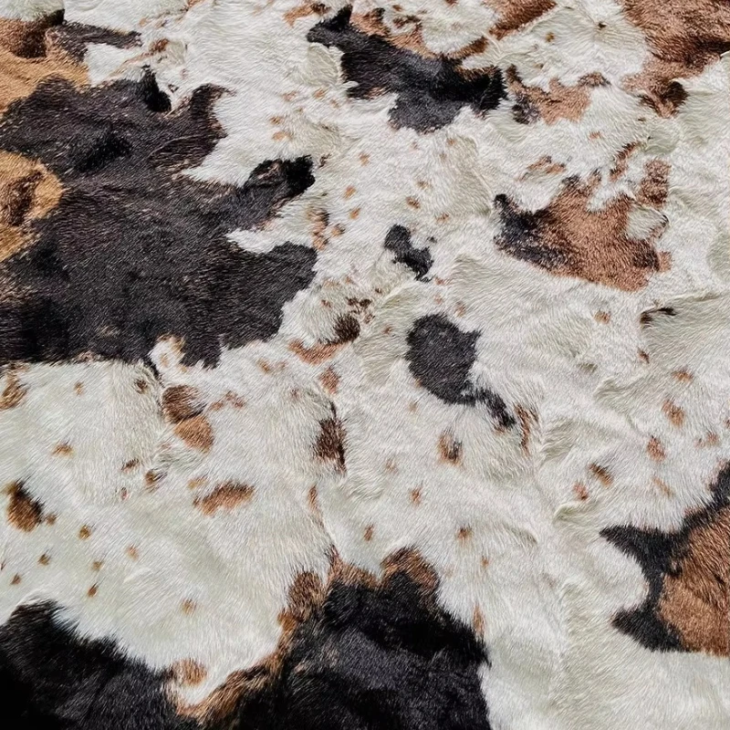 Simulation Cow Pattern Fabric Environmental Protection Fur Clothing Short Plush Animal Fabric Sofa Seat Pillow DIY Home Fabric