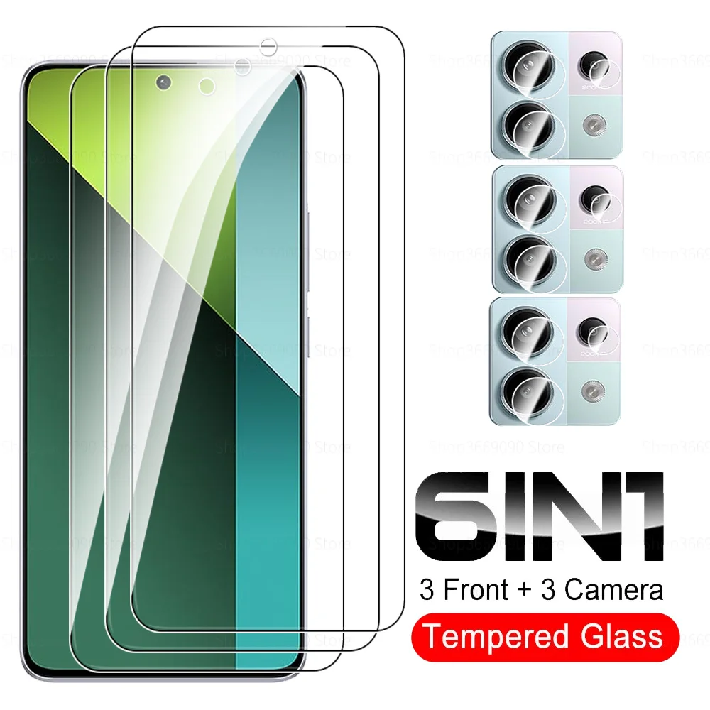 Cristal de lente de cámara 6 en 1 para Xiaomi Redmi Note 13 Pro 5G, Protector de pantalla de vidrio templado para Redmy Note 13 Pro 13Pro