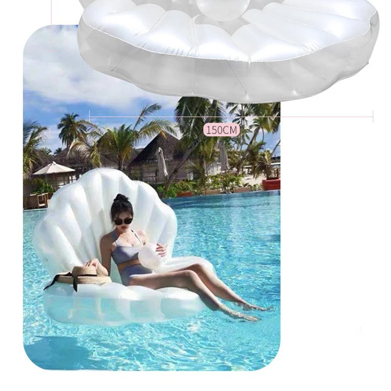 2022 Nieuwe Shell Opblaasbare Water Drijvende Rij 150X110X90Cm Parelbal Skogel Mount Water Opblaasbare Drijvende Bed Zwevende Stoel