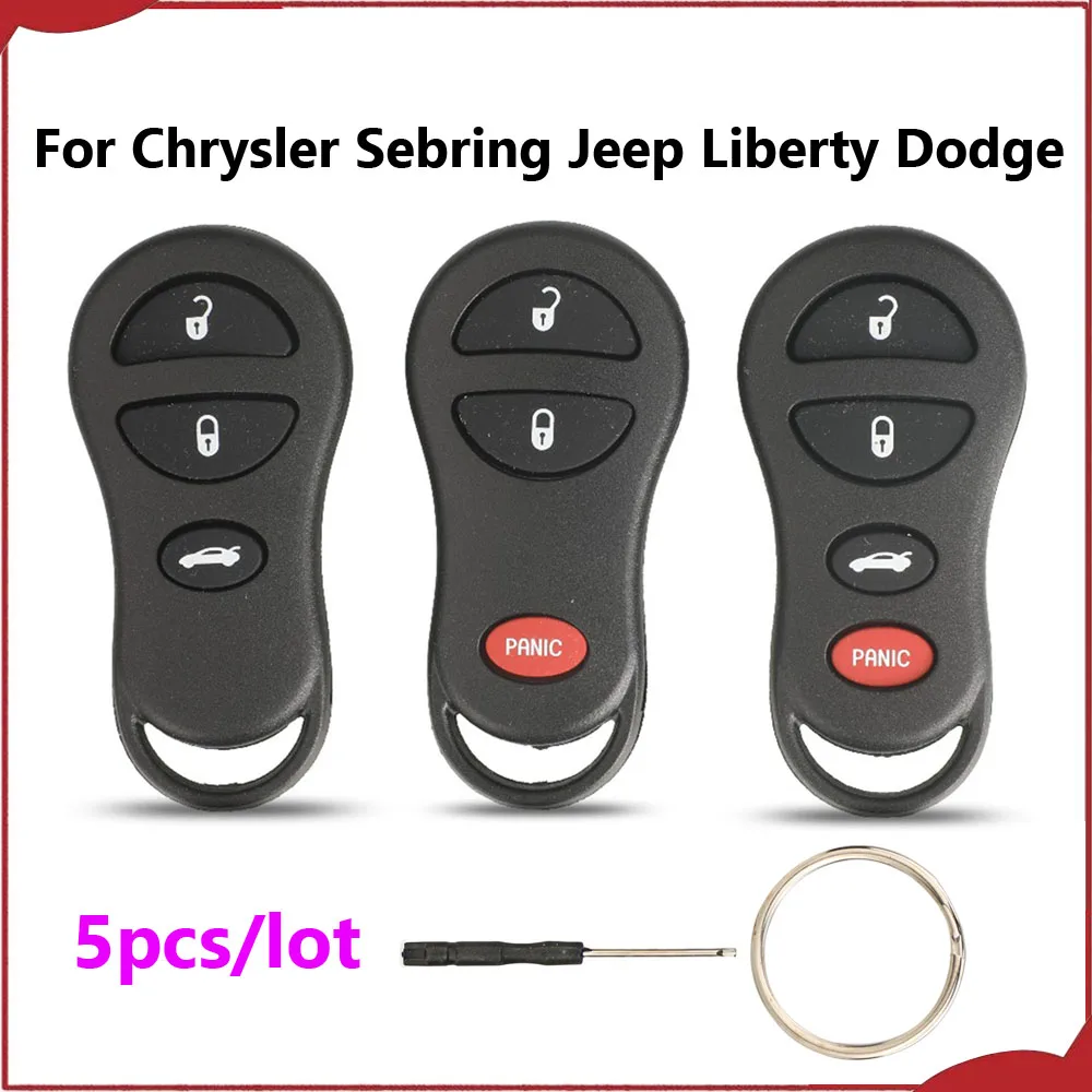 Jingyuqin New 5pcs 3/4 Buttons Remote Key Case For Chrysler Sebring Jeep Liberty Dodge Transmitter Without Battery Holder Fob