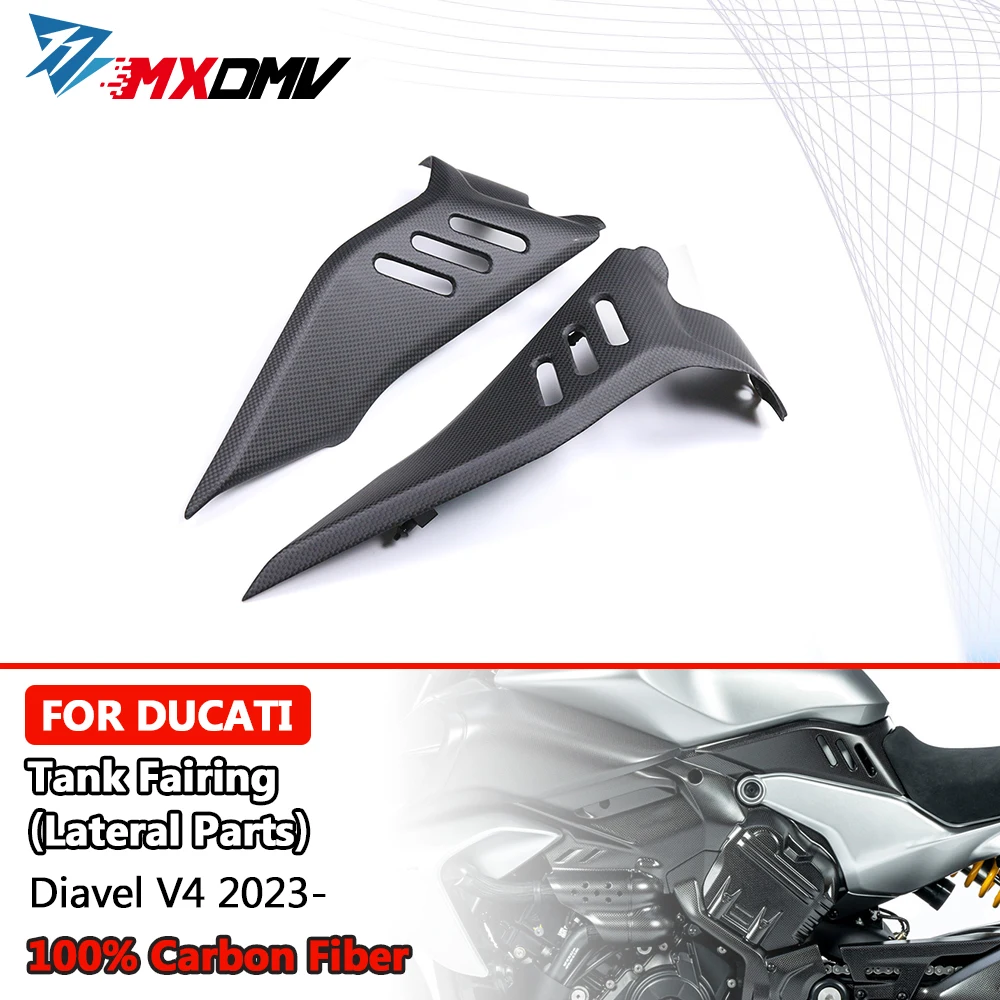 

For Ducati Diavel V4 2023 + 3K 100% Carbon Fiber Tank Fairing Kit Lateral Parts Tank Side Panels Motorcycle Accessories