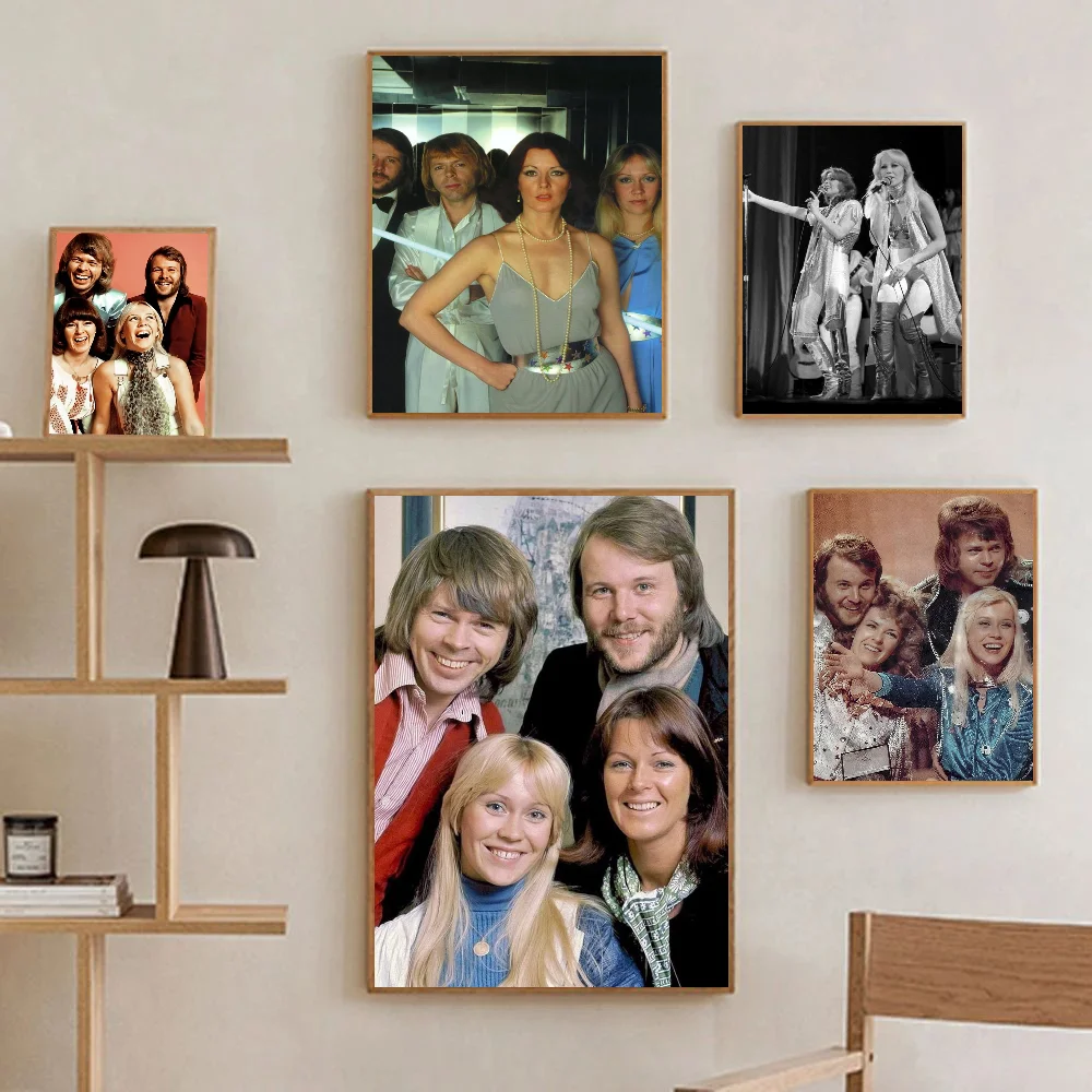 1pc Swedish Pop Music Band A-Abba Self-adhesive Art Poster Waterproof Paper Sticker Coffee House Bar Room Wall Decor