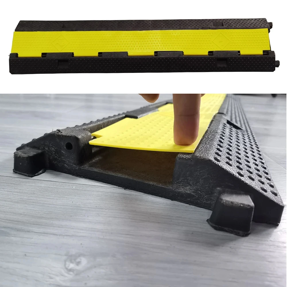 1 Pcs Cable Protector Ramp Wire Cable Cover Cord Guard Channels Rubber + PVC 11000LBS Speed Bump Parking Lots Driveway Traffic