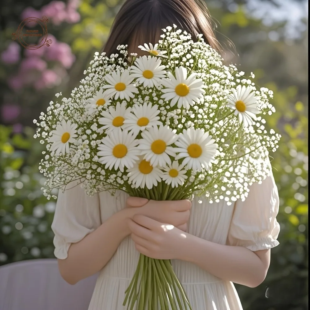 30 Uds. Ramo de flores artificiales de estilo lujoso, manzanilla y Gypsophila, decoración para Sala de bodas, Plantas de flores artificiales