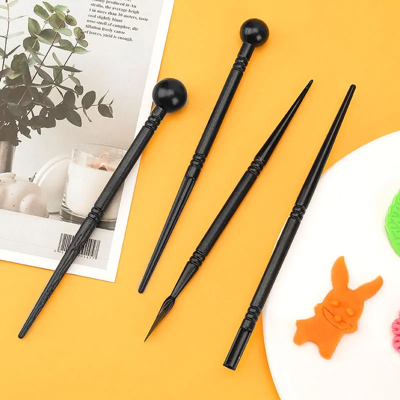 A Set of 4 Pieces of Clay Tools, Fondant Flower Throwing Sticks, Petal Sticks, Hand-Carved Plastic Sets