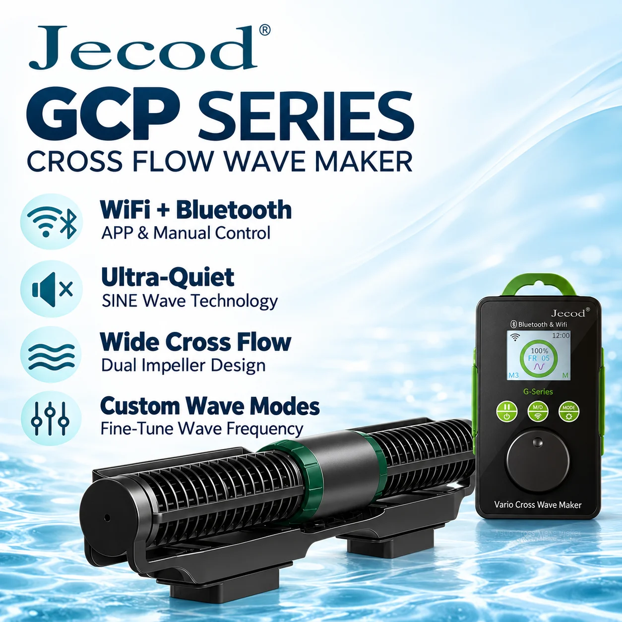 Jebao Jecod 2026 NOWA Seria GCP 20/30/45/60/75 BT/WIFI Vario Flow Inteligentna Pompa Cyrkulacyjna do Akwarium z Riffem Koralowym i Akwarium Rybnego (GCP-75 70W BT WIFI) — Zdjęcie 2 z 3