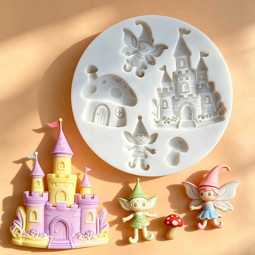 Mushroom Fairy Forest Castle Silicone Sugarcraft Mold Cupcake Baking Mould Fondant Cake Decorating Tools
