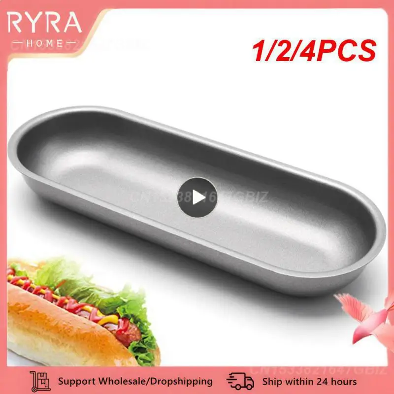 1/2/4PCS Hot Dog Mold Bun Pan Hotdog Bread Mould Non Stick Bakeware 7 Inch Oval Mold Cozinha Cozinhar Kitchen Accessories Baking