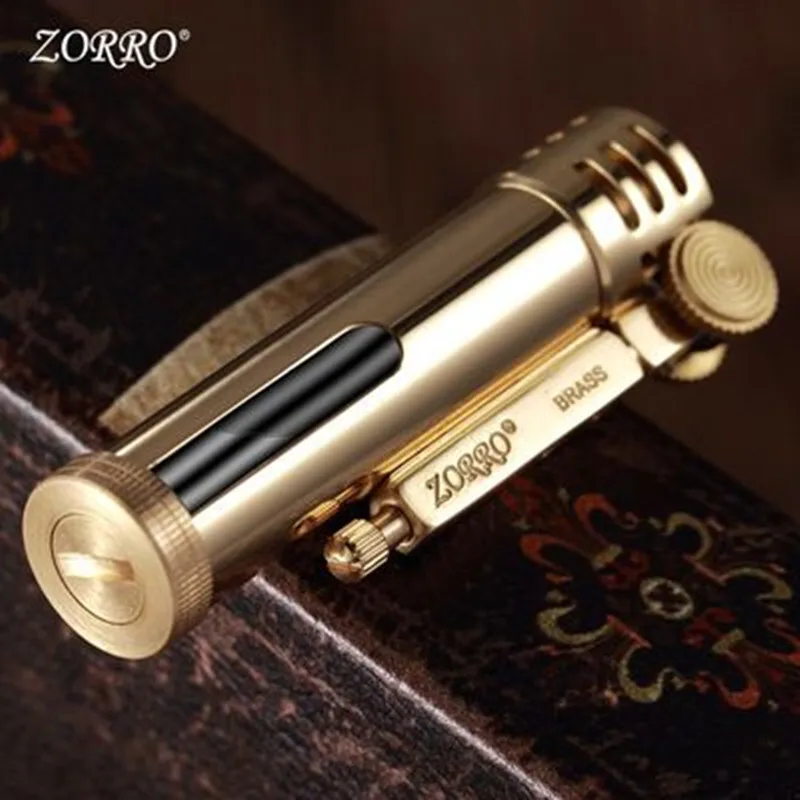 Zorro Transparent Fuel Tank Retro Lighter Motor Oil Metal Brass Grooved Kerosene Lighter Gasoline 73*23mm 46.5g Smoking