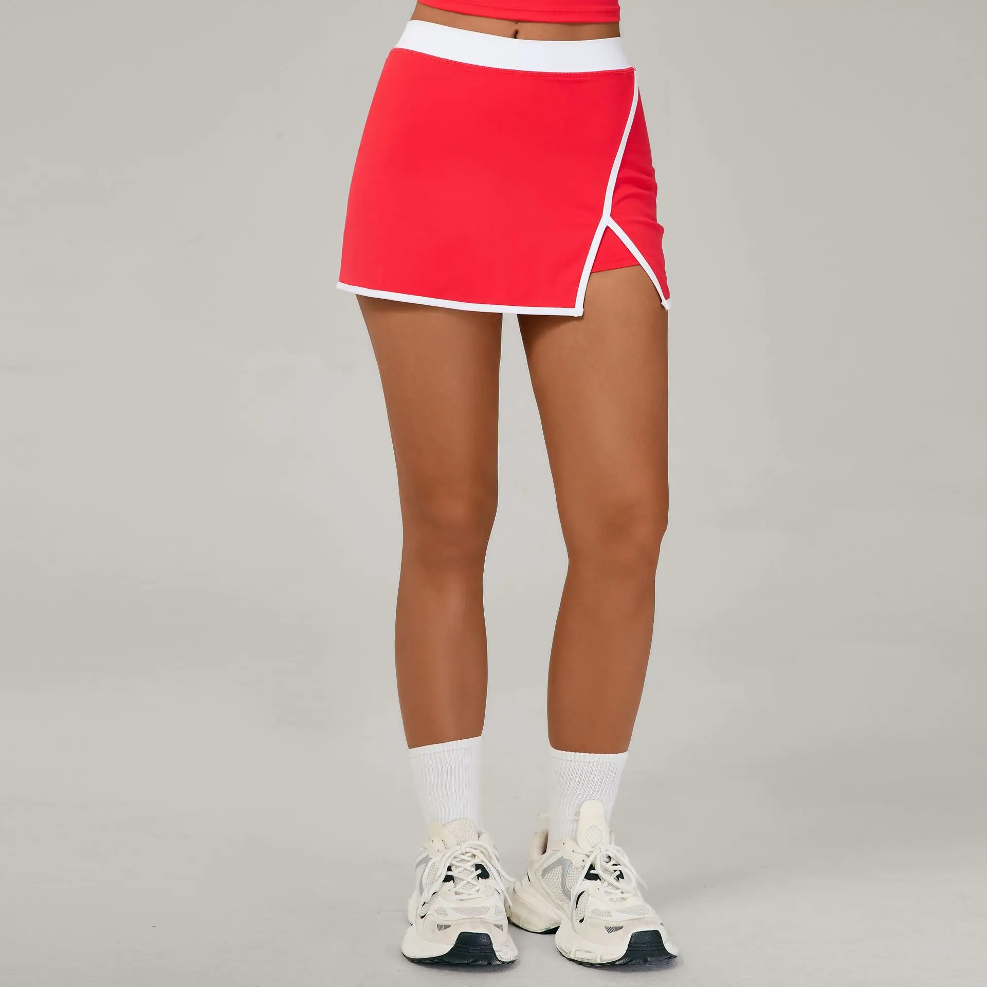 Color Blocking Sports Short Skirt Women's Yoga Short Skirt Tight Fitting Splicing Anti Glare Running Fitness Yoga Tennis Skirt