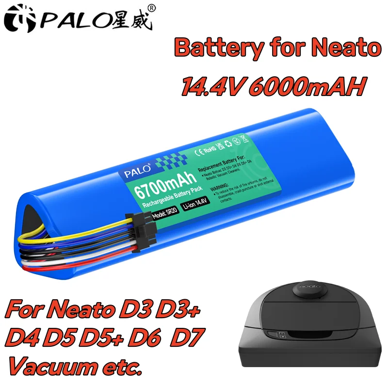 

PALO 6700mAh Sweeper Vacuum Cleaner Battery Sweeping Robot Batteries For Neato D3 D3+ D4 D5 D5+ D6 D7 D502 D503 D701 D702 D703