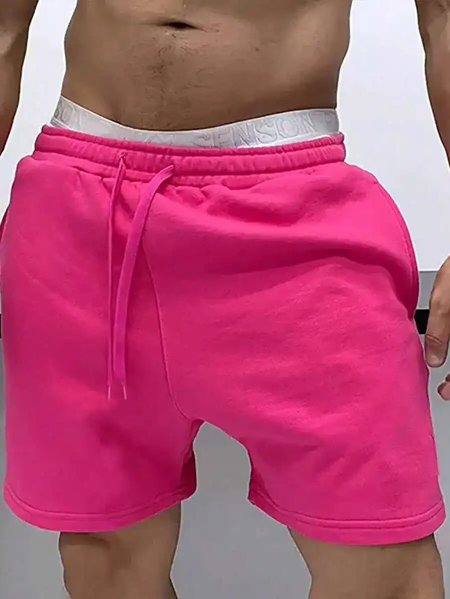 Mens Lightweight Solid Black Casual Athletic Shorts For Summer