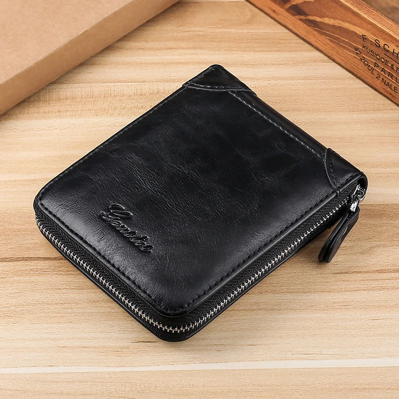 Men's PU Leather Wallet Casual Zipper Wallet Card Holder Male Synthetic Personalized Wallet