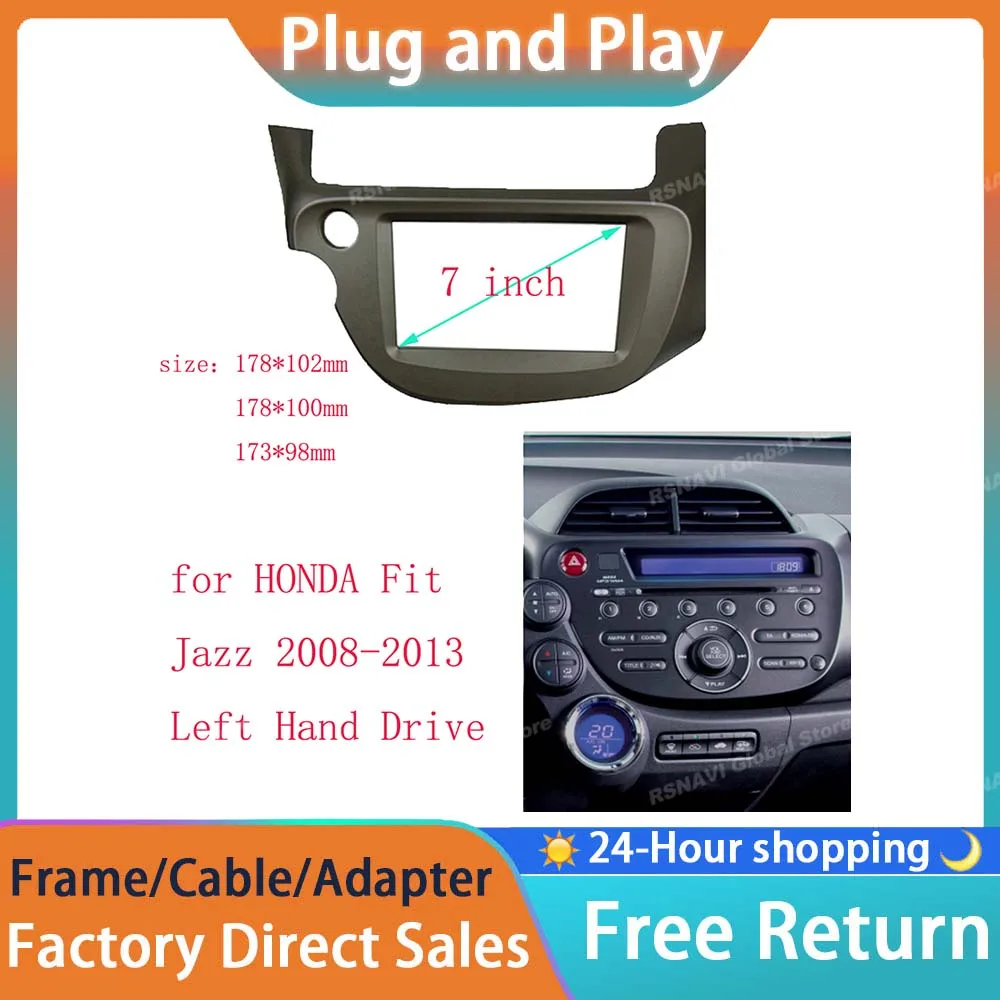 

RSNAVI Fascia для Honda Jazz Fit Radio DVD Стерео GPS CD Панель Монтажная установка на приборной панели Комплект отделки лицевой аудиорамки лицевая панель 7 дюймов