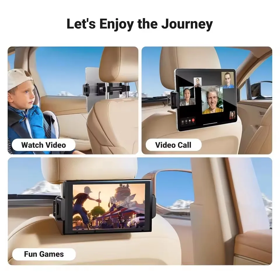 New UGREEN LP788 Car Headrest Tablet Holder Children's Headrest Mount 360 Degree Car Tablet Mount Back Seat for Kids
