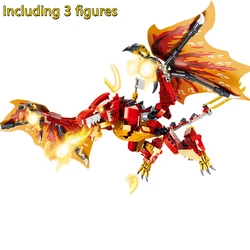 447pcs 15 Season Fire Dragon Model Building Blocks Bricks Ninja Sets Classic Compatible 71753 with Dolls Toys for Kids Xmas Gift