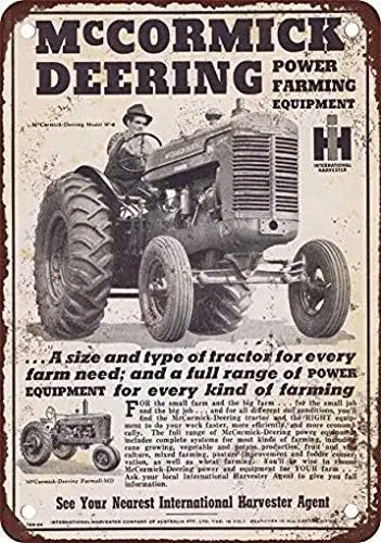 

Металлическая жестяная табличка с изображением тракторов Deering 1946 года, винтажный дизайн, репродукция, декор для стен