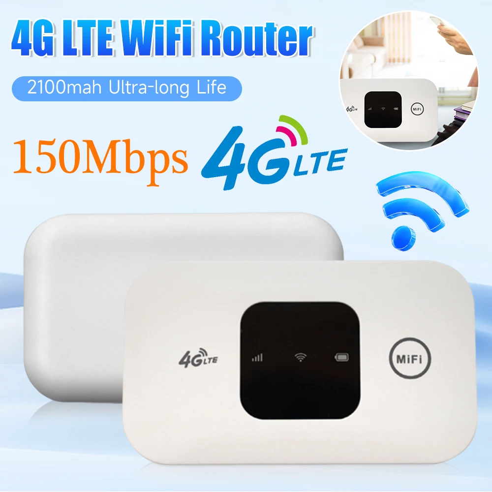 Router 4G LTE 2100mAh WiFi Portabel USB Router 4G dengan Slot Kartu SIM 2.4GHz 150Mbps Router 4G LTE WiFi Nirkabel untuk Perjalanan