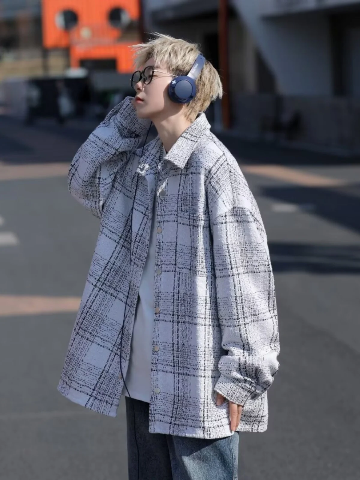 

Preppy Style Men's Spring Autumn Plaid Shirt Casual Classic Student Fashion Outerwear Youthful Trendy Button up Long Sleeve
