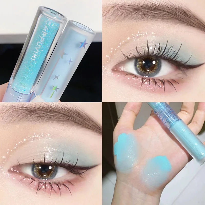 Ombre à barrage liquide à double tête 256 paillettes, maquillage des yeux nacré, ver à soie couché, éclaircissant, gouttelette, larme, outils de beauté