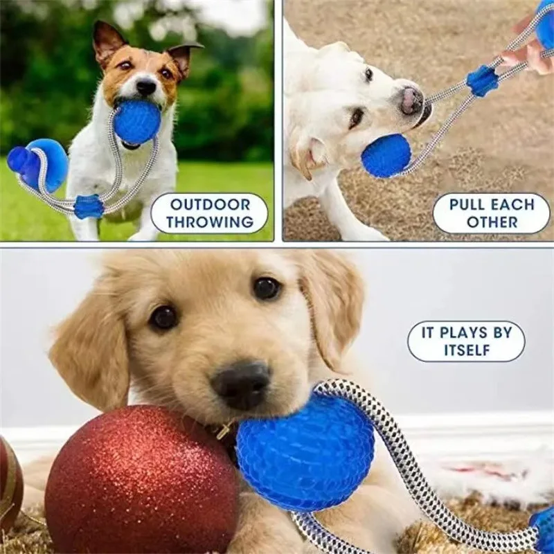 Durable Suction Cup Dog Tug Toy Interactive TPR Chew Ball Molar Teeth Cleaning Toy for Puppy Medium Dogs Aggressive Chewers view 5