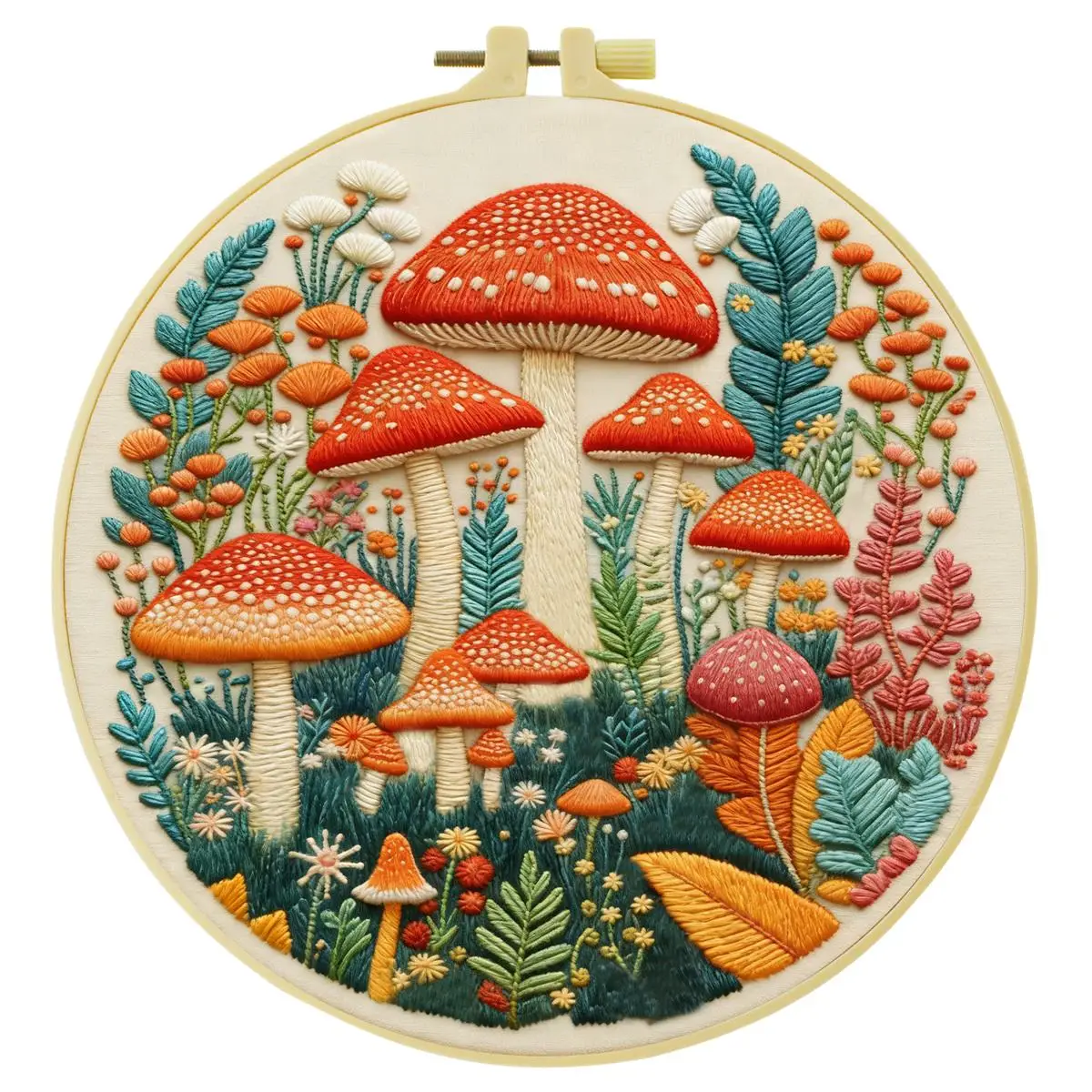 1 Stück 20X20CM/15X15CM 7,87/6,3 Zoll Großes Pilz-Stickerei-Starter-Kit DIY-Kit DIY-Stickerei-Set Handarbeiten Malerei – Detail 2