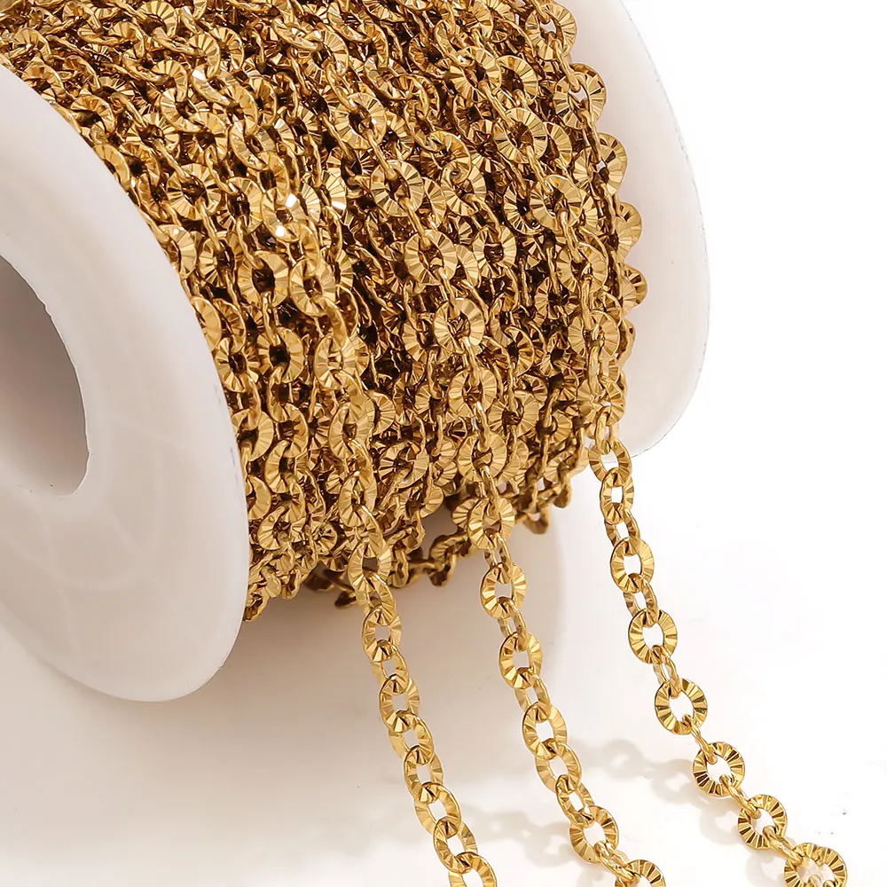 2 meter stainless steel chain Gold Plated Cross chain for Jewelry Making DIY Necklace Bracelet Supplies Wholesale Waterproof